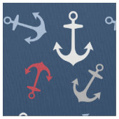 Nautische Ankermuster | Red White Navy Blue Stoff (Nahaufnahme)