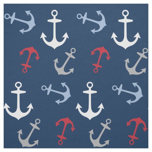 Nautische Ankermuster | Red White Navy Blue Stoff (Muster)