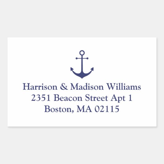 Nautische Ankernacht blaue benutzerdefinierte Rück Rechteckiger Aufkleber (Vorderseite)