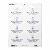 Nautische Ankernacht blaue Monogramm-Rücksendeadre (Vorne)