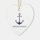 Nautische Ankernacht blauer, benutzerdefinierter F Keramik Ornament (Links)