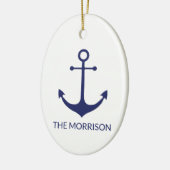 Nautische Ankernacht blauer, benutzerdefinierter F Keramik Ornament (Links)