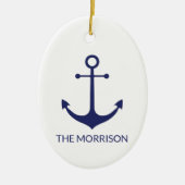 Nautische Ankernacht blauer, benutzerdefinierter F Keramik Ornament (Vorne)