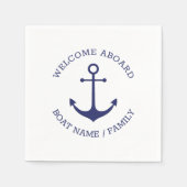 Nautische Ankernacht blauer Willkommensgarten Serviette (Vorderseite)