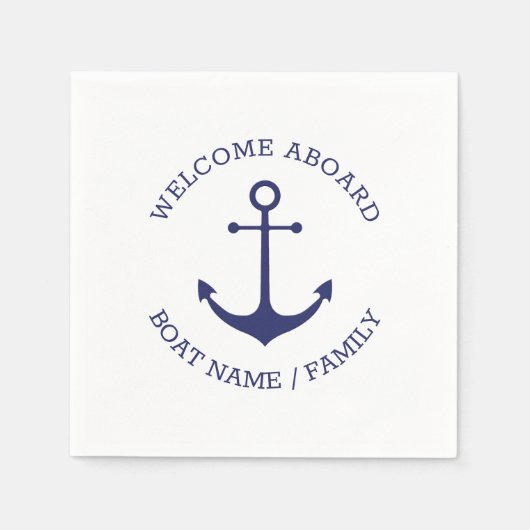 Nautische Ankernacht blauer Willkommensgarten Serviette (Vorderseite)