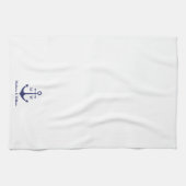 Nautische Ankernacht weiße benutzerdefinierte Mono Geschirrtuch (Horizontal)