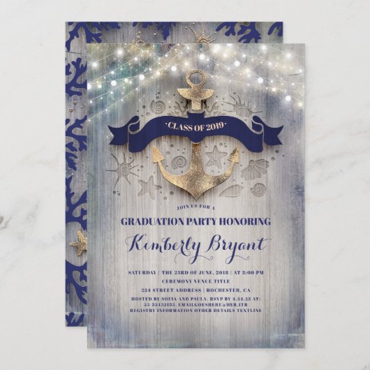 Nautische Ankerpartei Einladung (Vorne/Hinten)