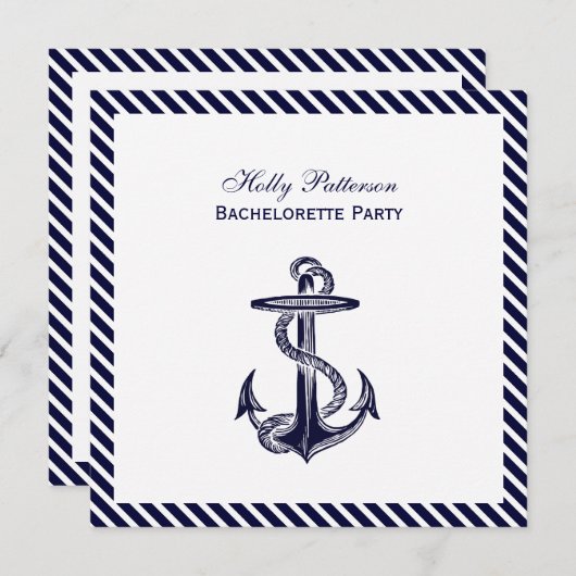 Nautische Ankerschifffahrt 2SQ Bachelorette Einladung (Vorne/Hinten)