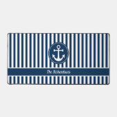 Nautische Ankerseil Navy Blue Stripes Custom Schreibtischunterlage (Vorderseite)