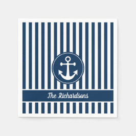 Nautische Ankerseil Navy Blue Stripes Custom Serviette
