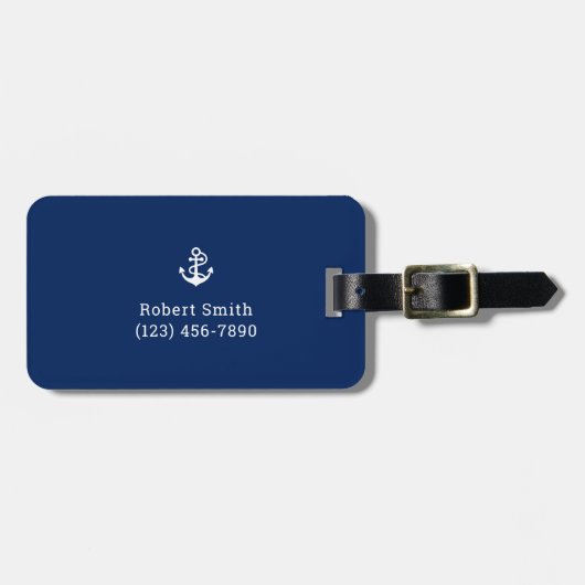 Nautische Ankerstelle für Navy Blue Gepäckanhänger (Vorderseite horizontal)