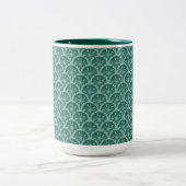 Nautische Aquamarine Gitter Zweifarbige Tasse (Mittel)