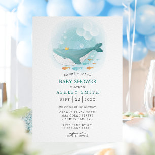 Nautische Aquarell-Wal-Prinz-Baby-Party Einladung