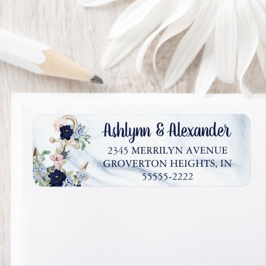 Nautische Aquarellfarben Ankerbord Marmor Navy (Insitu)