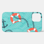 Nautische Attribute Freehand Nahtloses Muster Case-Mate iPhone Hülle (Rückseite (Horizontal))