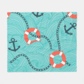 Nautische Attribute Freehand Nahtloses Muster Fleecedecke (Vorderseite (Horizontal))