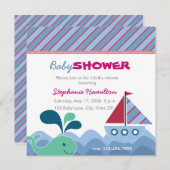 Nautische Babydusche Einladung (Vorne/Hinten)
