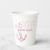 Nautische Babyduschpapier-Cups | Wasserfarbe Ancho Pappbecher (Rückseite)