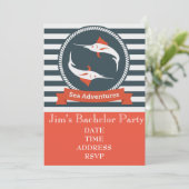 nautische Bachelor-Party Einladung (Stehend Vorderseite)