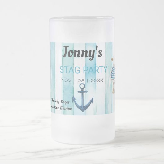 Nautische Bachelor-Party Mattglas Bierglas (Mittel)