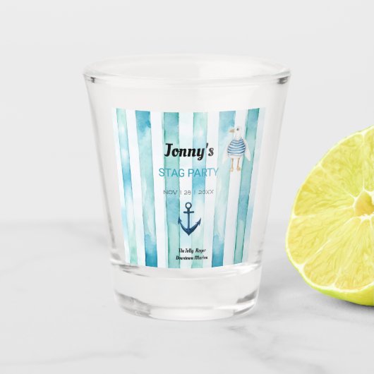 Nautische Bachelor-Party Schnapsglas (Vorderseite)