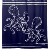 Nautische Badewanne Ocean Navy Blue Octopus Bath S Duschvorhang (Vorderseite)