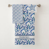 Nautische Badezimmer Navy Blue Starfish Muster Bat Badhandtuch Set (Insitu)