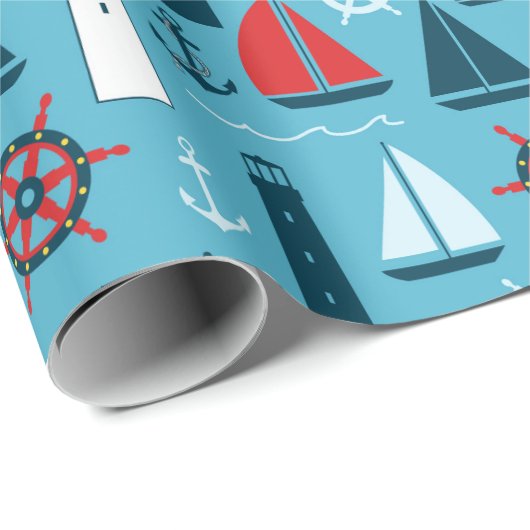 Nautische Beachwickelpapier Geschenkpapier (Rolleneckpunkt)