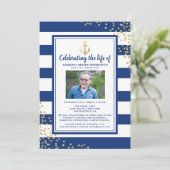 Nautische Beerdigung | Feiern zum Foto des Lebens Einladung (Stehend Vorderseite)