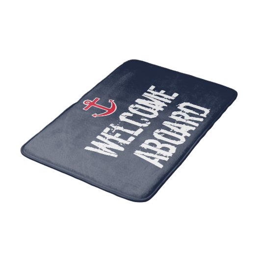 Nautische Begrüßung an Bord Bath Mat Rug Badematte (Schrägansicht)