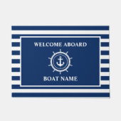 Nautische Begrüßung auf dem Ankerseil Helm gestrei Fußmatte (Vorderseite)