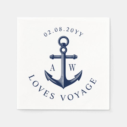 Nautische benutzerdefinierte Monogramme Serviette (Vorderseite)