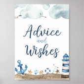 Nautische Beratung und Wünsche Babyduschsignatur Poster (Vorne)