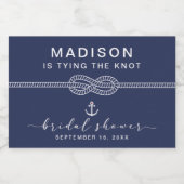 Nautische Bindung an das Brautparty des Knotens Schaumweinetikett (Einzelnes Label)