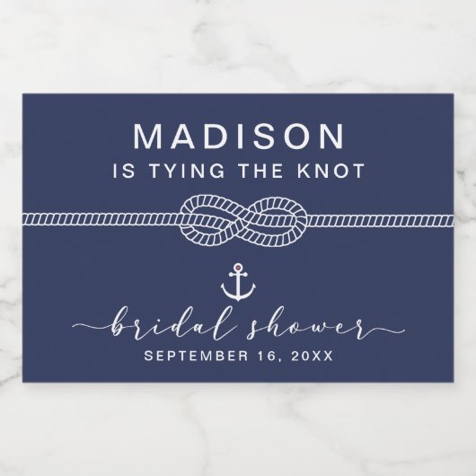 Nautische Bindung an das Brautparty des Knotens Schaumweinetikett (Einzelnes Label)