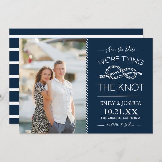 Nautische Bindung des Fotos des Knotens Save the D Save The Date (Vorne/Hinten)