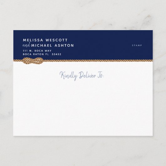 ⚓ Nautische Bindung des Knotens Save the Date an d Ankündigungspostkarte (Rückseite)