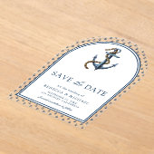 Nautische blaue Ankerhochzeit speichern das Datum Acryleinladungen (Ablage )