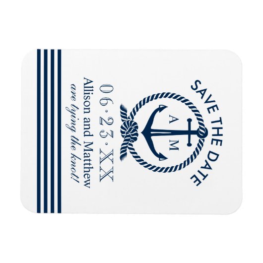 Nautische blaue Ankerhochzeit speichern das Datum Magnet (Horizontal)