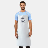 Nautische Blaue Ankerstelle mit Individuelle Name Schürze (Getragen)