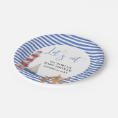 Nautische blaue Babyparty Pappteller (Schrägansicht)