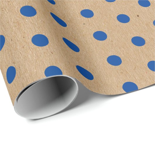Nautische blaue Punkte Imitate Rustikale braune Kr Geschenkpapier (Rolleneckpunkt)