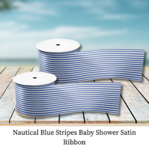 Nautische blaue Streifen-Baby-Party Satinband