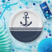 Nautische blaue Verankerungen mit blauen und weiße Pappteller (Party)