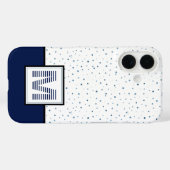 Nautische blaue weiße Punkte Streifen Monogramm Case-Mate iPhone Hülle (Rückseite (Horizontal))
