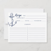 Nautische Blue Anchor Recipe Card (Vorderseite)