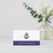 Nautische Blume| Navy Blue Floral Anchor Visitenkarte (Stehend Vorderseite)