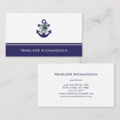 Nautische Blume| Navy Blue Floral Anchor Visitenkarte (Vorne/Hinten)