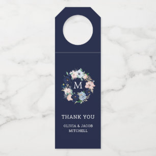 Nautische Blume und Monogramm   Hochzeit Flaschenanhänger