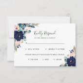 Nautische Blume Wahl für Hochzeitsessen und rosa RSVP Karte (Vorderseite)